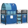 High bed for children with blue pine wood tunnel 90x200 cm by , Beds and slatted bases - Ref: Foro24-3283851, Price: 196,99 €...