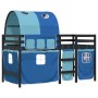 High bed for children with blue pine wood tunnel 90x200 cm by , Beds and slatted bases - Ref: Foro24-3283851, Price: 196,99 €...