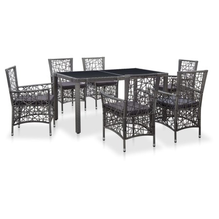 Juego de comedor de jardín 7 piezas de ratán sintético gris de vidaXL, Conjuntos de jardín - Ref: Foro24-45993, Precio: 471,2...