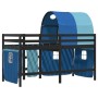 High bed for children with blue pine wood tunnel 90x200 cm by , Beds and slatted bases - Ref: Foro24-3283851, Price: 196,99 €...