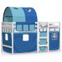 Cama alta para niños con túnel madera pino azul 80x200 cm de , Camas y somieres - Ref: Foro24-3283839, Precio: 191,99 €, Desc...