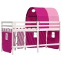 Cama alta para niños con túnel madera pino rosa 90x190 cm