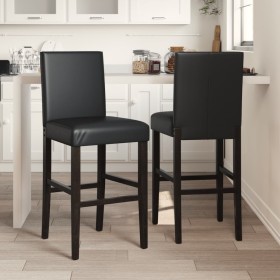 High stools 2 pcs solid rubber wood and synthetic leather by , Kitchen stools - Ref: Foro24-4006183, Price: 132,86 €, Discoun...