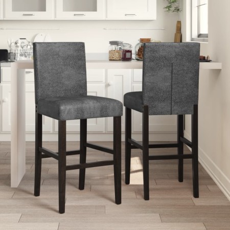 High stools 2 pcs solid rubber wood and fabric by , Kitchen stools - Ref: Foro24-4006188, Price: 132,99 €, Discount: %