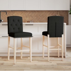 High stools 2 pcs solid rubber wood and fabric by , Kitchen stools - Ref: Foro24-4006205, Price: 114,51 €, Discount: %