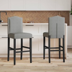 High stools 2 pcs solid rubber wood and fabric by , Kitchen stools - Ref: Foro24-4006207, Price: 109,99 €, Discount: %