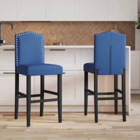 High stools 2 pcs solid rubber wood and fabric by , Kitchen stools - Ref: Foro24-4006211, Price: 109,72 €, Discount: %