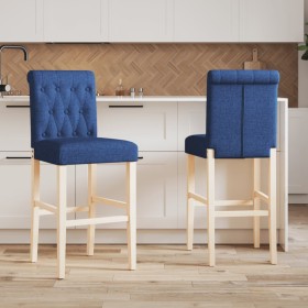 High stools 2 pcs solid rubber wood and fabric by , Kitchen stools - Ref: Foro24-4006218, Price: 111,60 €, Discount: %