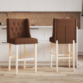 High stools 2 pcs solid rubber wood and fabric by , Kitchen stools - Ref: Foro24-4006224, Price: 126,87 €, Discount: %