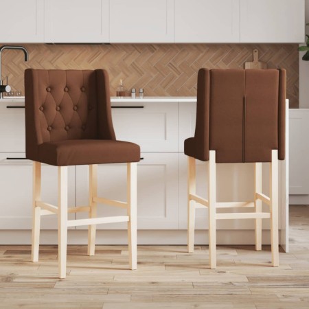 High stools 2 pcs solid rubber wood and fabric by , Kitchen stools - Ref: Foro24-4006224, Price: 156,99 €, Discount: %