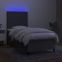 Boxspringbettmatratze und LED-Leuchten dunkelgrauer Stoff 100x200 cm von vidaXL, Betten und Lattenroste - Ref: Foro24-3134694...