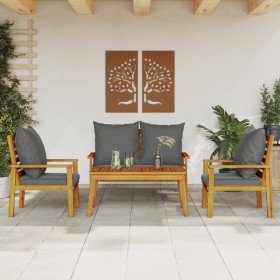 4-piece garden furniture set with solid acacia wood cushions by , Garden sets - Ref: Foro24-3211796, Price: 382,99 €, Discoun...