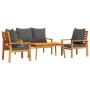 4-piece garden furniture set with solid acacia wood cushions by , Garden sets - Ref: Foro24-3211796, Price: 384,65 €, Discoun...