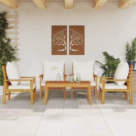 5-piece garden furniture set with solid acacia wood cushions by , Garden sets - Ref: Foro24-3211804, Price: 452,70 €, Discoun...