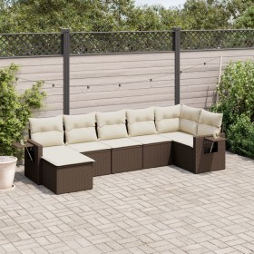 7-piece garden sofa set with brown PE rattan cushions by , Garden sets - Ref: Foro24-3220482, Price: 477,99 €, Discount: %