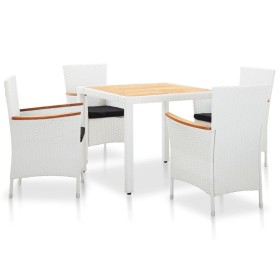 Juego de comedor de jardín 5 piezas ratán sintético blanco de vidaXL, Conjuntos de jardín - Ref: Foro24-45982, Precio: 344,99...