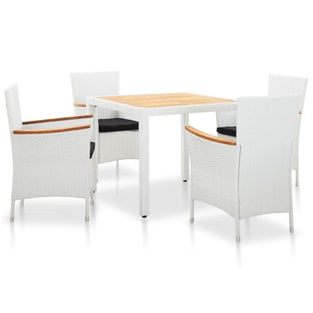 Juego de comedor de jardín 5 piezas ratán sintético blanco de vidaXL, Conjuntos de jardín - Ref: Foro24-45982, Precio: 343,43...