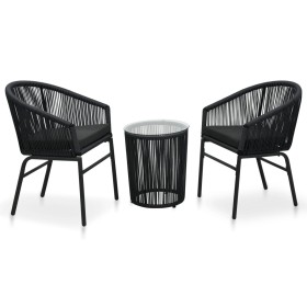 Garden table and chairs set 3 pieces and black PE rattan cushions by vidaXL, Garden sets - Ref: Foro24-48138, Price: 242,18 €...