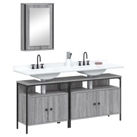 Sonoma gray plywood 3-piece bathroom furniture set by , Bathroom furniture - Ref: Foro24-3214788, Price: 158,27 €, Discount: %