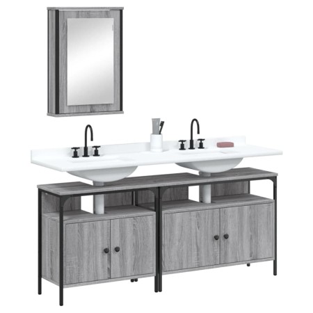 Sonoma gray plywood 3-piece bathroom furniture set by , Bathroom furniture - Ref: Foro24-3214788, Price: 159,99 €, Discount: %