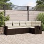 5-teiliges Garten-Essset und braune Kissen aus synthetischem Rattan von , Gartensets - Ref: Foro24-3220132, Preis: 355,99 €, ...