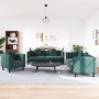 Dark green velvet 3-piece sofa set with cushions by , Sofas - Ref: Foro24-3209249, Price: 740,76 €, Discount: %