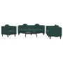 Dark green velvet 3-piece sofa set with cushions by , Sofas - Ref: Foro24-3209249, Price: 737,99 €, Discount: %