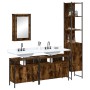 4-piece bathroom furniture set smoked oak plywood by , Bathroom furniture - Ref: Foro24-3214807, Price: 230,99 €, Discount: %