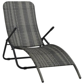 Folding synthetic rattan sun lounger in gray by vidaXL, Loungers - Ref: Foro24-48128, Price: 70,92 €, Discount: %