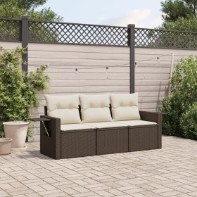 3-teilige Gartensofagarnitur und braune synthetische Rattankissen von , Gartensets - Ref: Foro24-3219862, Preis: 222,99 €, Ra...