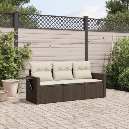 3-teilige Gartensofagarnitur und braune synthetische Rattankissen von , Gartensets - Ref: Foro24-3219862, Preis: 221,99 €, Ra...