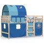 High bed for children with blue pine wood tunnel 90x200 cm by , Beds and slatted bases - Ref: Foro24-3283845, Price: 169,99 €...