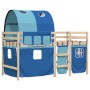 Cama alta para niños con túnel madera pino azul 90x200 cm de , Camas y somieres - Ref: Foro24-3283845, Precio: 220,75 €, Desc...