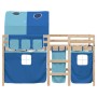 High bed for children with blue pine wood tunnel 90x200 cm by , Beds and slatted bases - Ref: Foro24-3283845, Price: 220,75 €...