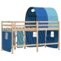 Cama alta para niños con túnel madera pino azul 90x200 cm