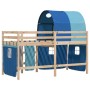 High bed for children with blue pine wood tunnel 90x200 cm by , Beds and slatted bases - Ref: Foro24-3283845, Price: 169,99 €...