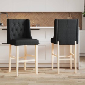 High stools 2 pcs solid rubber wood and fabric by , Kitchen stools - Ref: Foro24-4006226, Price: 127,01 €, Discount: %