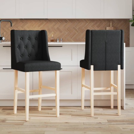 High stools 2 pcs solid rubber wood and fabric by , Kitchen stools - Ref: Foro24-4006226, Price: 156,99 €, Discount: %