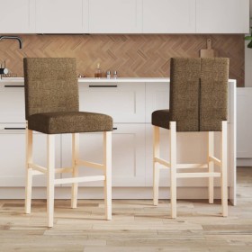 High stools 2 pcs solid rubber wood and fabric by , Kitchen stools - Ref: Foro24-4006195, Price: 128,99 €, Discount: %