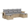 Gartensofa-Set mit beigem Kissenmix, 6-teilig, PE-Rattan von , Gartensets - Ref: Foro24-3263855, Preis: 393,75 €, Rabatt: %