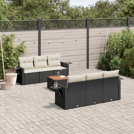 7-teiliges Garten-Essset und schwarze Kissen aus synthetischem Rattan von , Gartensets - Ref: Foro24-3256784, Preis: 477,41 €...