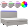 Cama box spring con colchón tela y LED gris claro 200x200 cm de vidaXL, Camas y somieres - Ref: Foro24-3134741, Precio: 658,7...