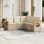 Garden sofa set with cushions 5 pieces beige synthetic rattan by , Garden sets - Ref: Foro24-3226800, Price: 521,01 €, Discou...