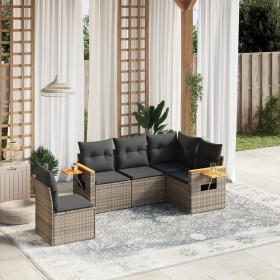 Gartensofa-Set mit Kissen, 5-teilig, graues synthetisches Rattan von , Gartensets - Ref: Foro24-3226816, Preis: 366,52 €, Rab...