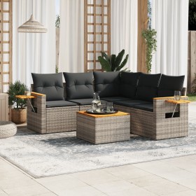 6-piece garden furniture set and gray synthetic rattan cushions by , Garden sets - Ref: Foro24-3226809, Price: 409,79 €, Disc...