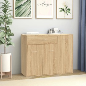 Aparador de madera contrachapada color roble Sonoma 88x30x70 cm de vidaXL, Aparadores - Ref: Foro24-800678, Precio: 85,40 €, ...