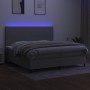 Cama box spring con colchón tela y LED gris claro 200x200 cm de vidaXL, Camas y somieres - Ref: Foro24-3134741, Precio: 658,7...