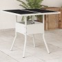 Mesa de jardín superficie de vidrio ratán PE blanco 80x80x75 cm de , Mesas de jardín - Ref: Foro24-368132, Precio: 79,41 €, D...