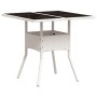 Garden table glass surface PE rattan white 80x80x75 cm by , Garden tables - Ref: Foro24-368132, Price: 79,99 €, Discount: %