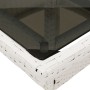 Mesa de jardín superficie de vidrio ratán PE blanco 80x80x75 cm